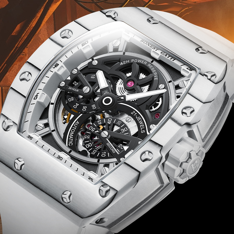 Rubber Strap Diver - BONEST GATTI Erkek Mekanik Saat Tonneau