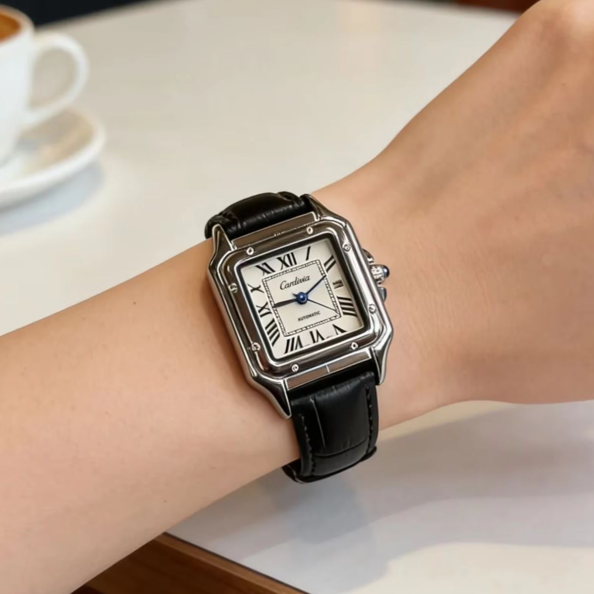 Cartier Watch Santos - Retro Kare Kadın Kuvars Saati, Romen